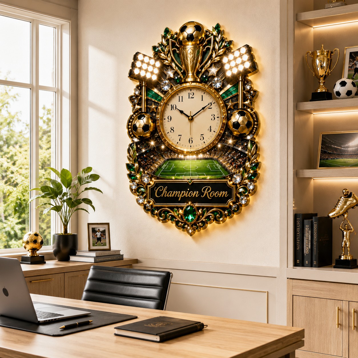 Soccer champion Custom Name Wall Clock — personalized with a custom name