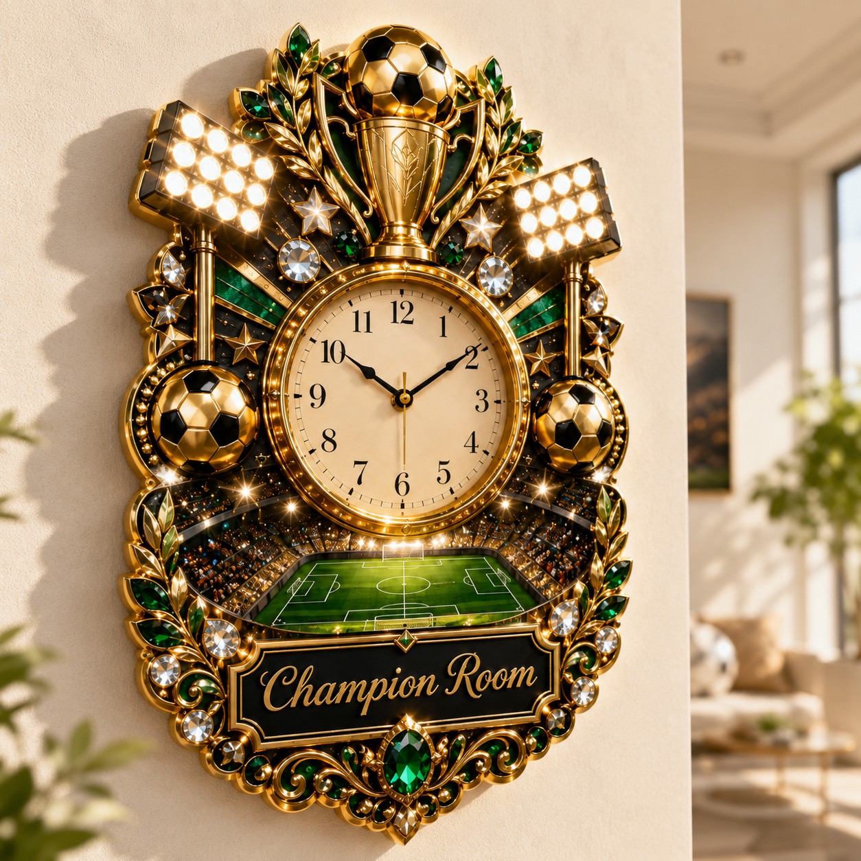 Soccer champion Custom Name Wall Clock — personalized with a custom name