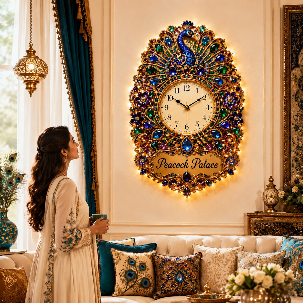 Peacock Custom Name Wall Clock — personalized with a custom name