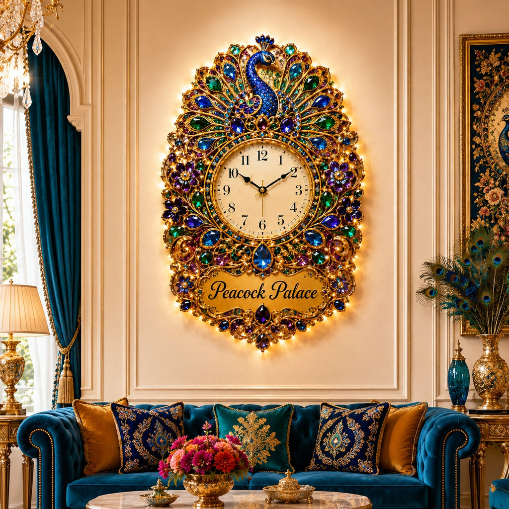 Peacock Custom Name Wall Clock — personalized with a custom name