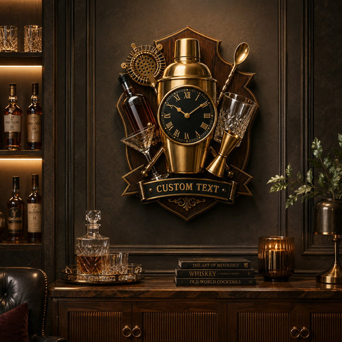 Bartender Custom Name Wall Clock — personalized with a custom name