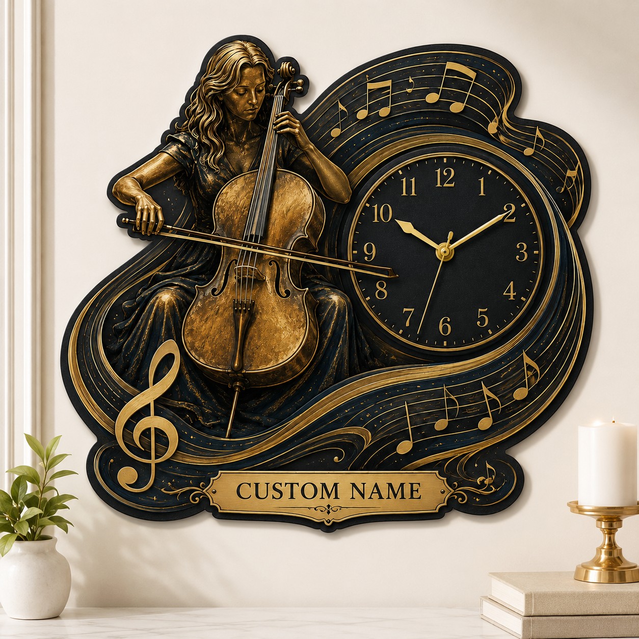 Classical musicians Custom Name Wall Clock — personalized with a custom name