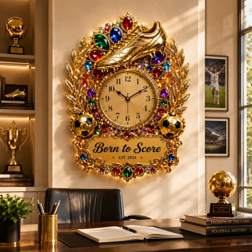 Soccer cleat Custom Name Wall Clock — personalized with a custom name