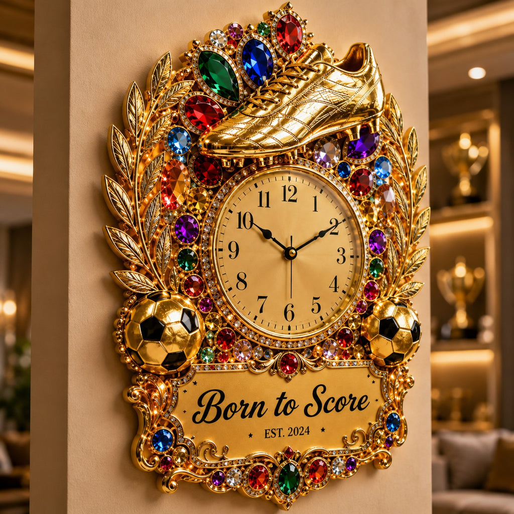 Soccer cleat Custom Name Wall Clock — personalized with a custom name