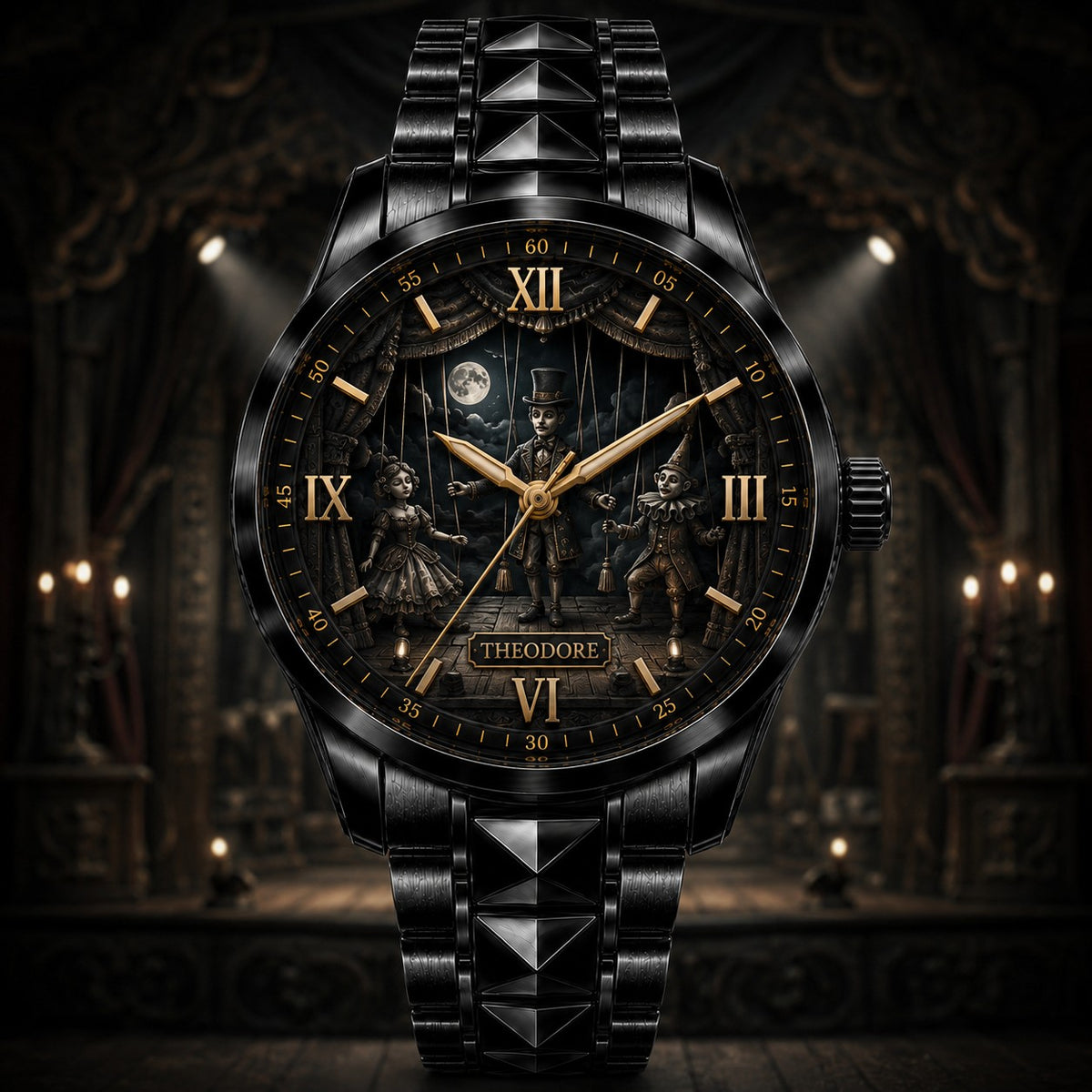 Custom Gothic Puppet Theater Watch — personalized with a custom name