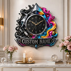 Personalized Prism Ink Wall Clock with a custom name set into the design