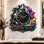 Personalized Prism Ink Wall Clock with a custom name set into the design
