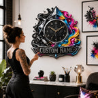 Personalized Prism Ink Wall Clock with a custom name set into the design