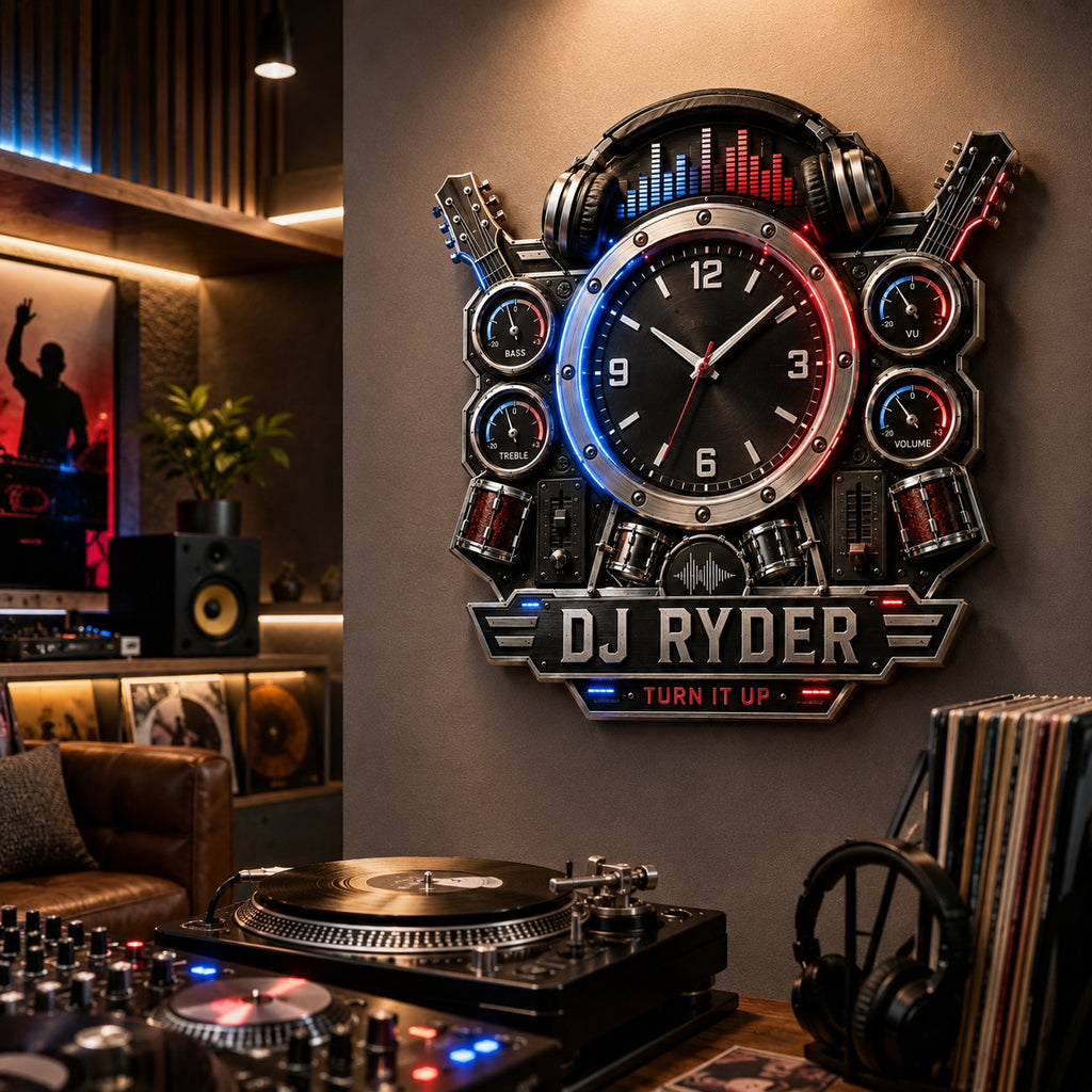 Personalized DJ wall clock — personalized with a custom name