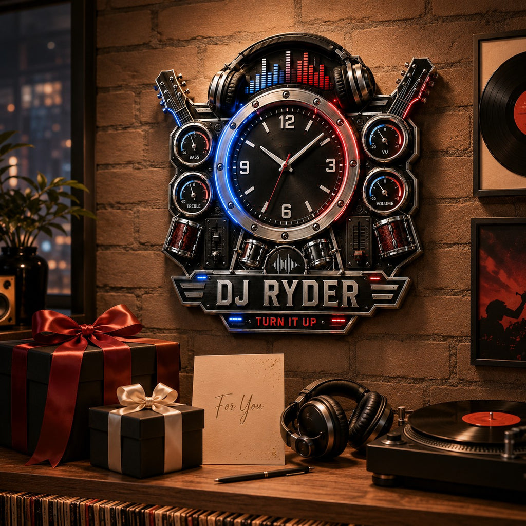 Personalized DJ wall clock — personalized with a custom name