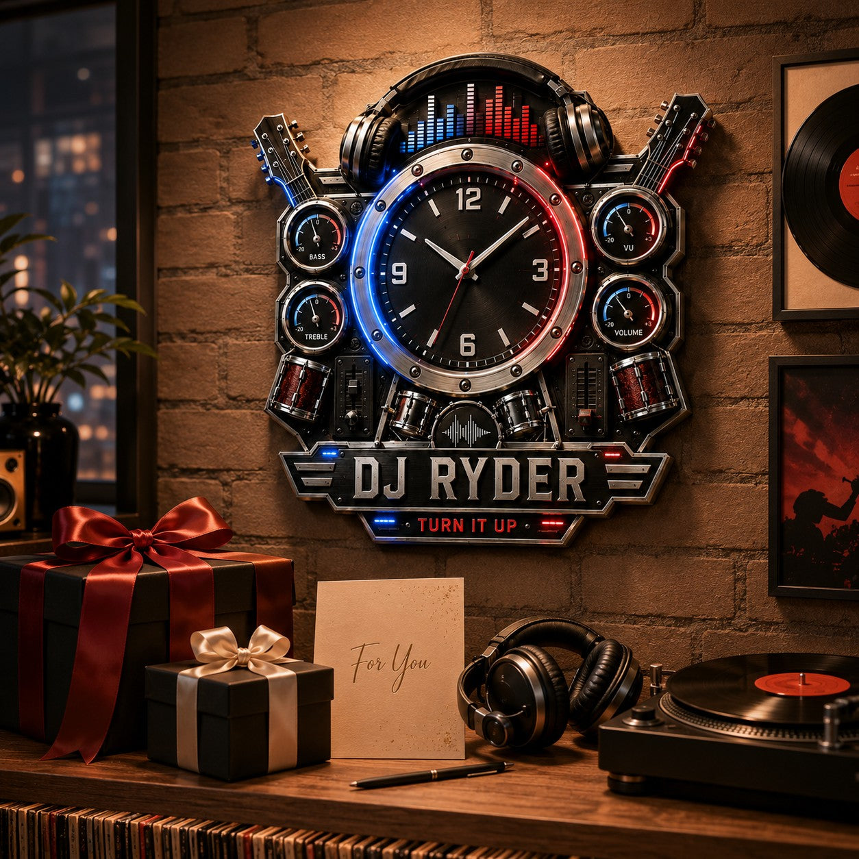 Personalized DJ wall clock — personalized with a custom name