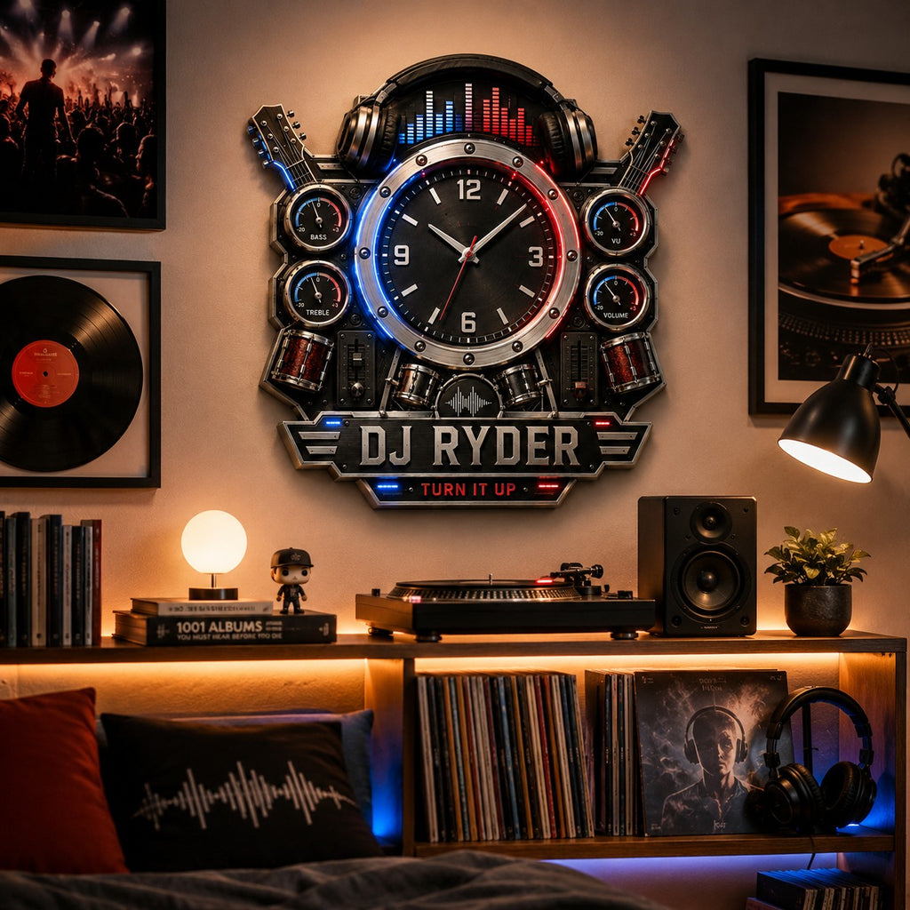 Personalized DJ wall clock — personalized with a custom name