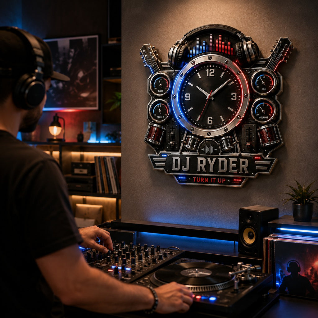 Personalized DJ wall clock — personalized with a custom name