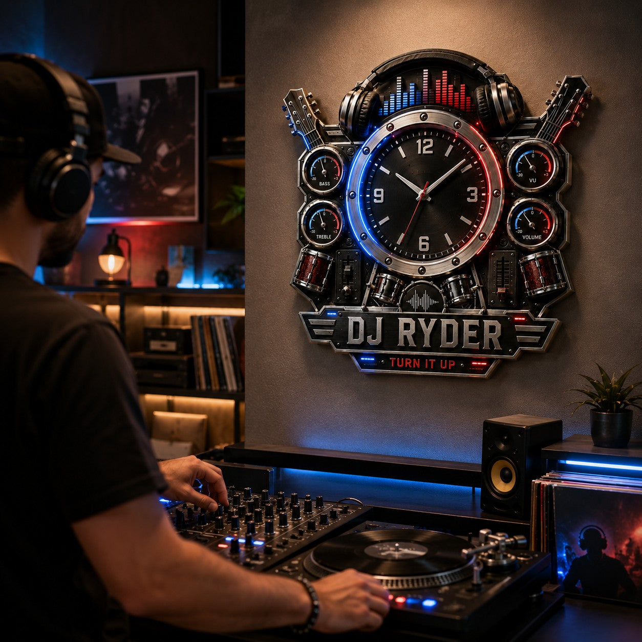 Personalized DJ wall clock — personalized with a custom name
