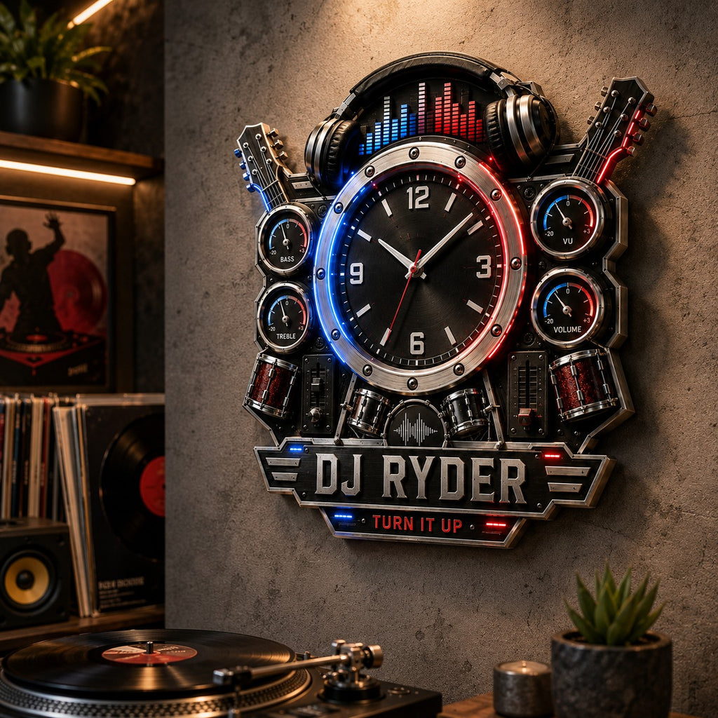 Personalized DJ wall clock — personalized with a custom name