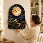 Personalized Reading Cat Moon Wall Clock — personalized with a custom name
