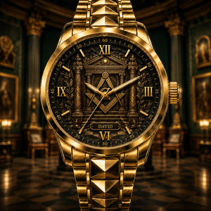 Personalized Freemason Watch with Custom Name - Men's & Women's, Leather or Metal Strap - Gift