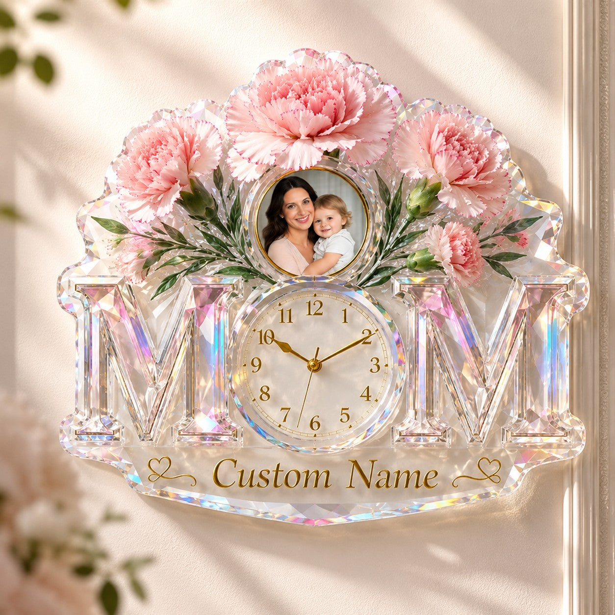 Mom photo Custom Name Wall Clock — personalized with a custom name