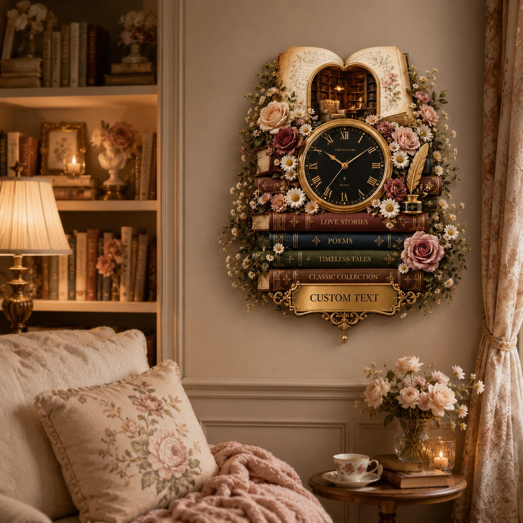 Custom book lover clock — personalized with a custom name