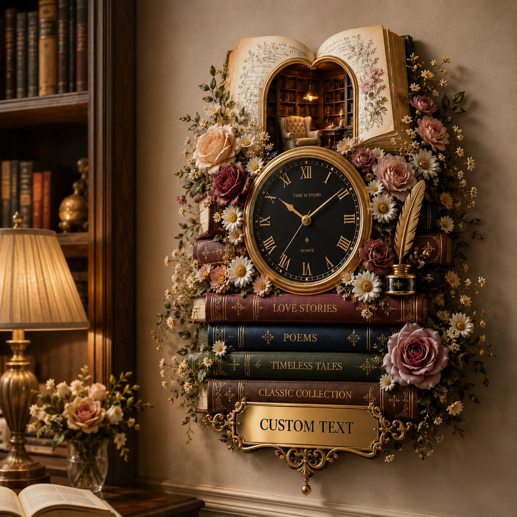 Custom book lover clock — personalized with a custom name