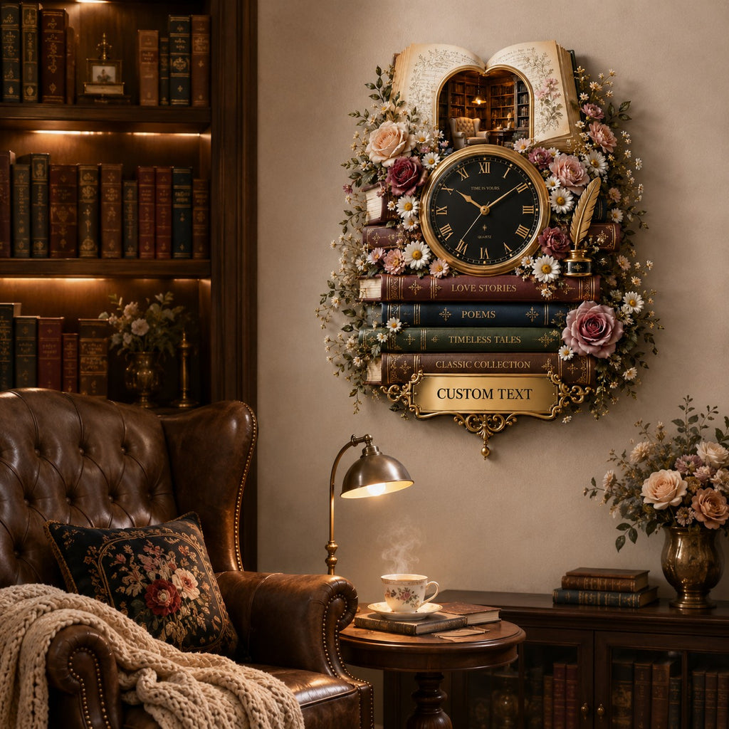 Custom book lover clock — personalized with a custom name