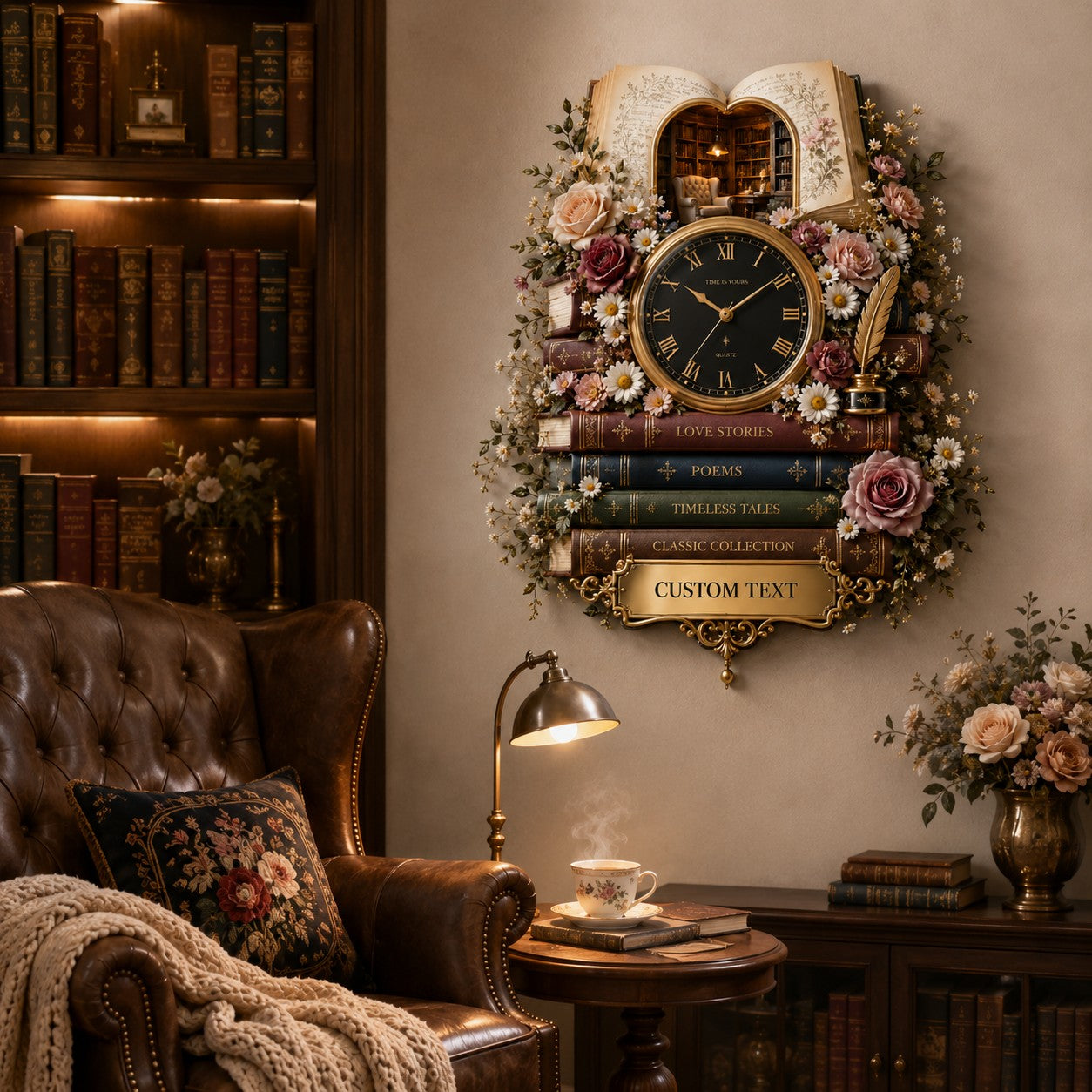 Custom book lover clock — personalized with a custom name
