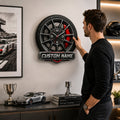 Performance wheel and brake Custom Name Wall Clock — personalized with a custom name
