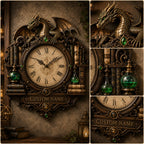 Personalized Wizard Library Dragon Wall Clock with a custom name set into the design