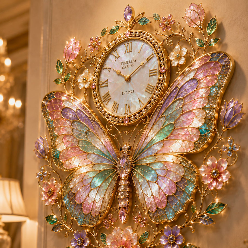 Pastel butterfly Custom Name Wall Clock — personalized with a custom name