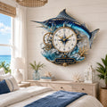 Blue marlin Custom Name Wall Clock — personalized with a custom name