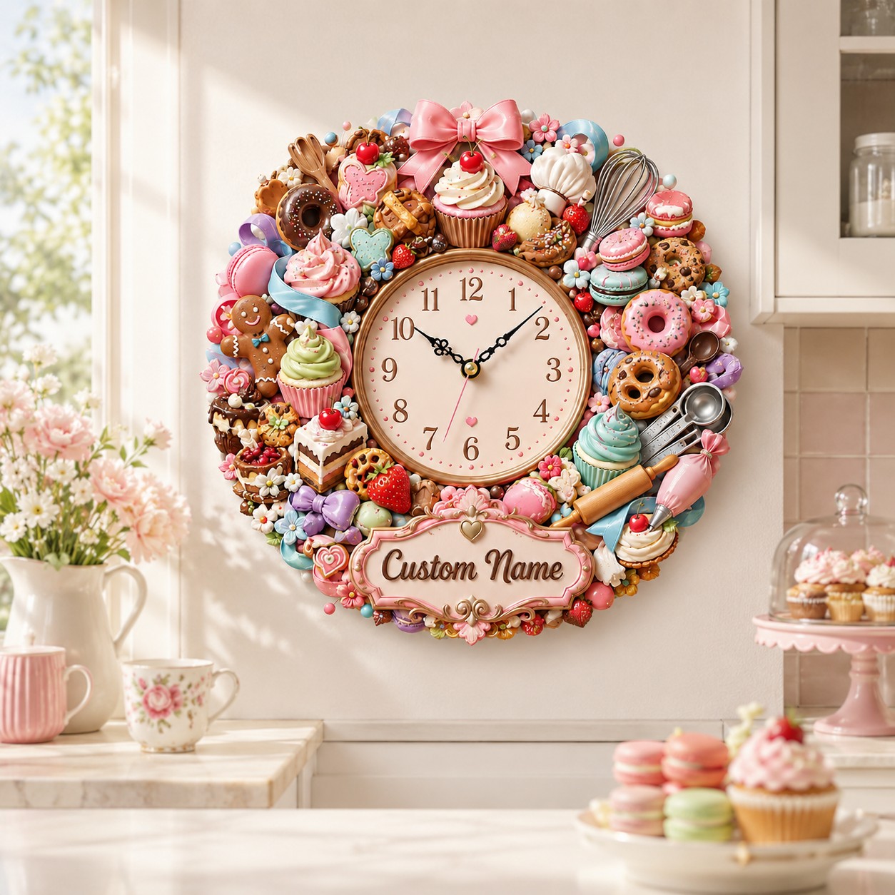 Baking Custom Name Wall Clock — personalized with a custom name