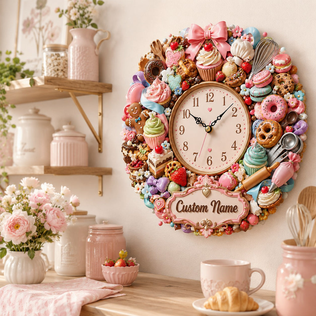 Baking Custom Name Wall Clock — personalized with a custom name