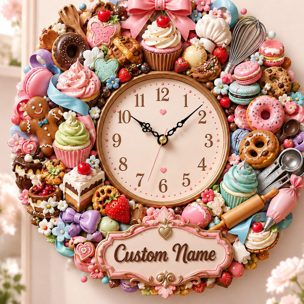 Baking Custom Name Wall Clock — personalized with a custom name