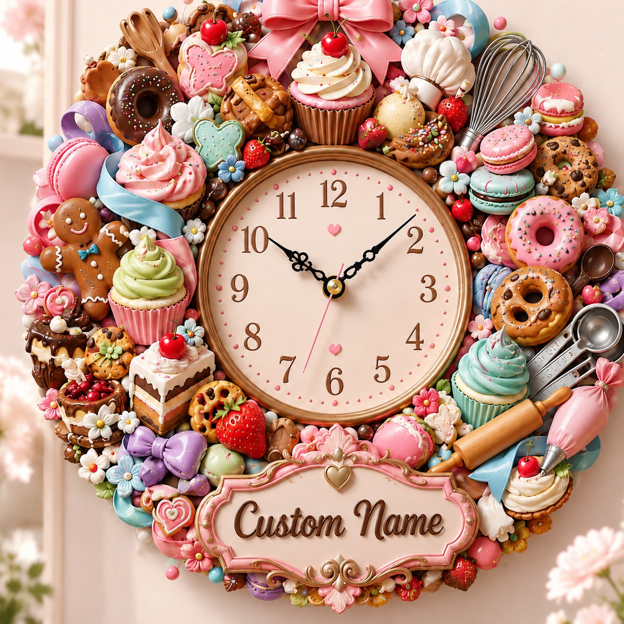 Baking Custom Name Wall Clock — personalized with a custom name