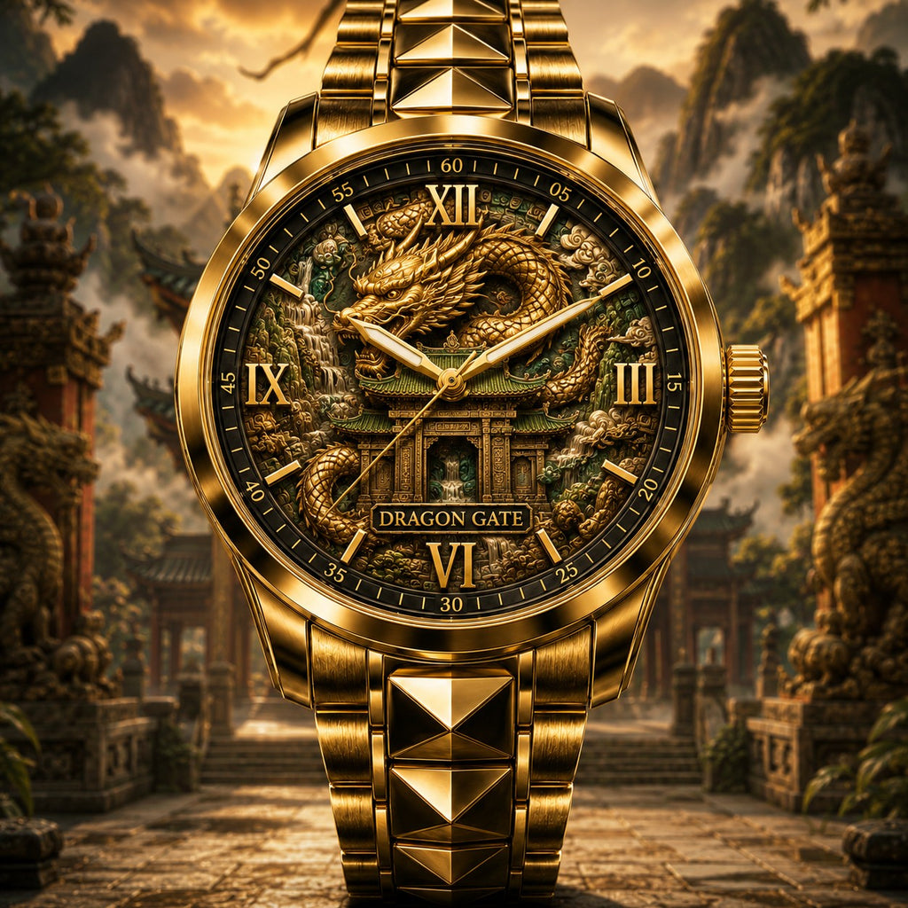 Personalized Dragon Gate Watch with a custom name set into the design