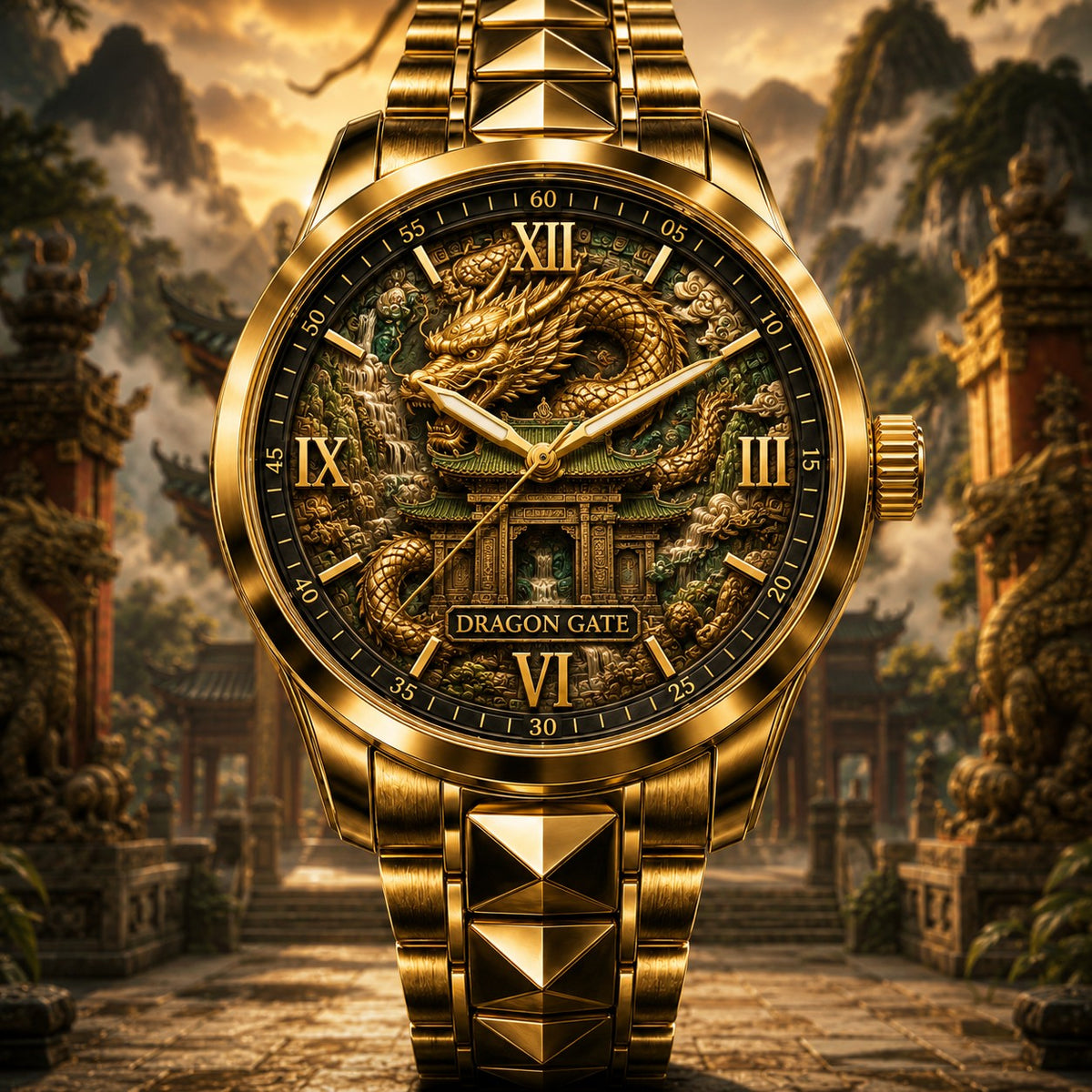 Personalized Dragon Gate Watch with a custom name set into the design