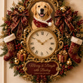 Christmas dog gift Custom Name Wall Clock — personalized with a custom name