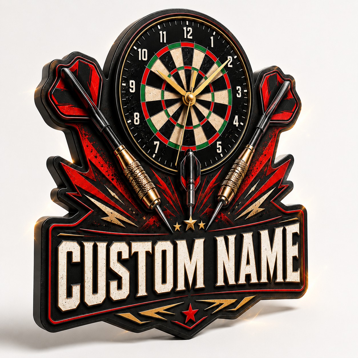 Darts Game Custom Name Wall Clock — personalized with a custom name