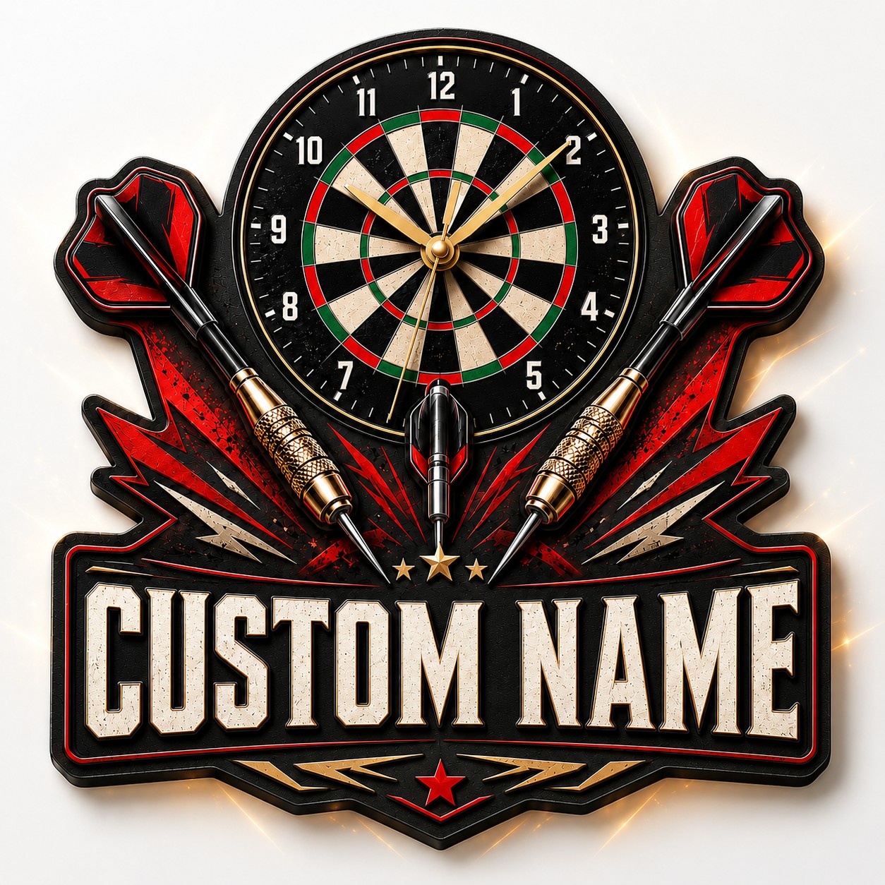 Darts Game Custom Name Wall Clock — personalized with a custom name