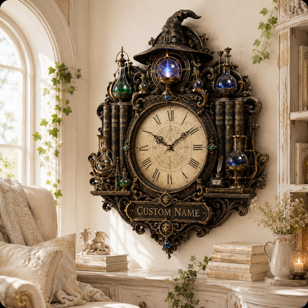 Wizard Custom Name Wall Clock — personalized with a custom name