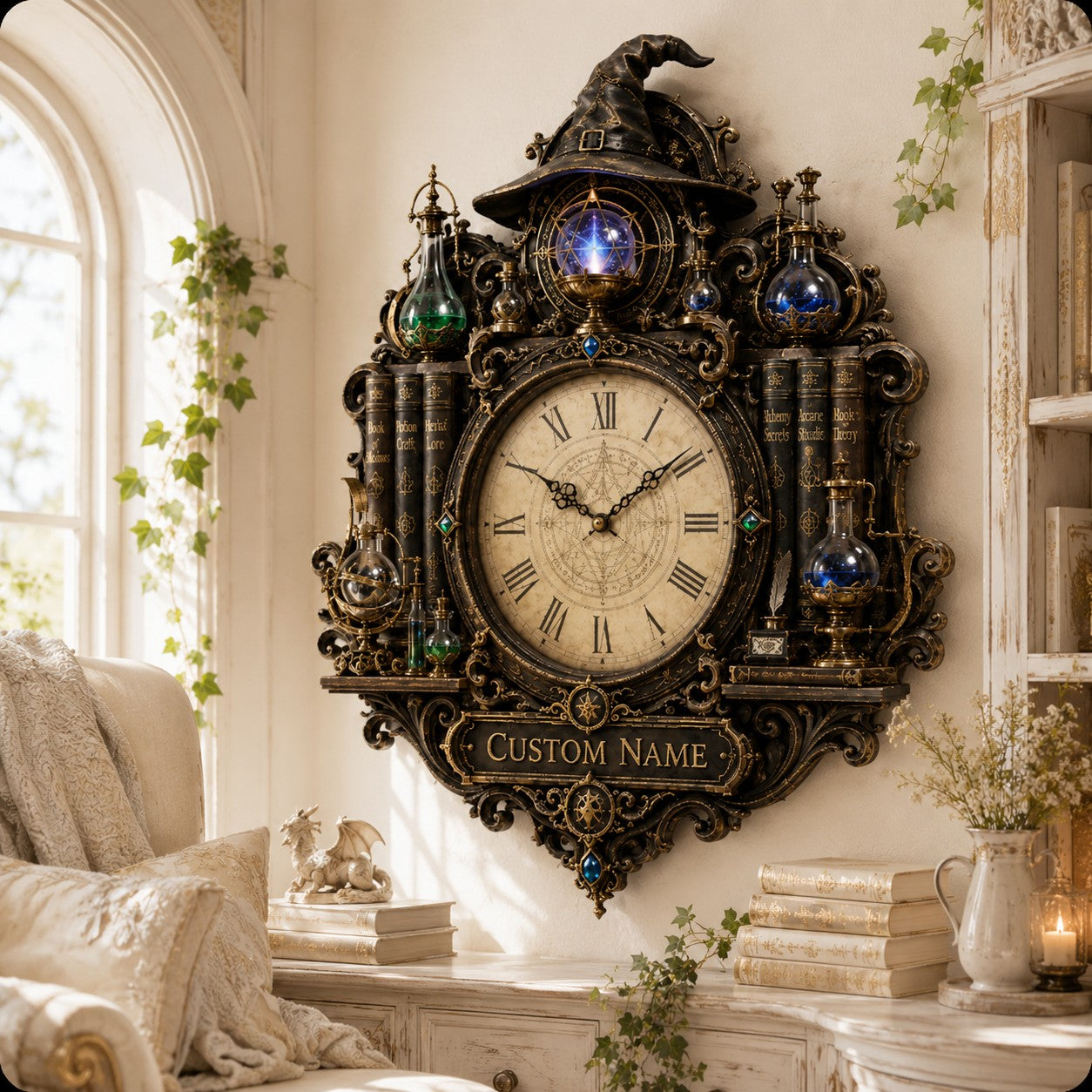 Wizard Custom Name Wall Clock — personalized with a custom name