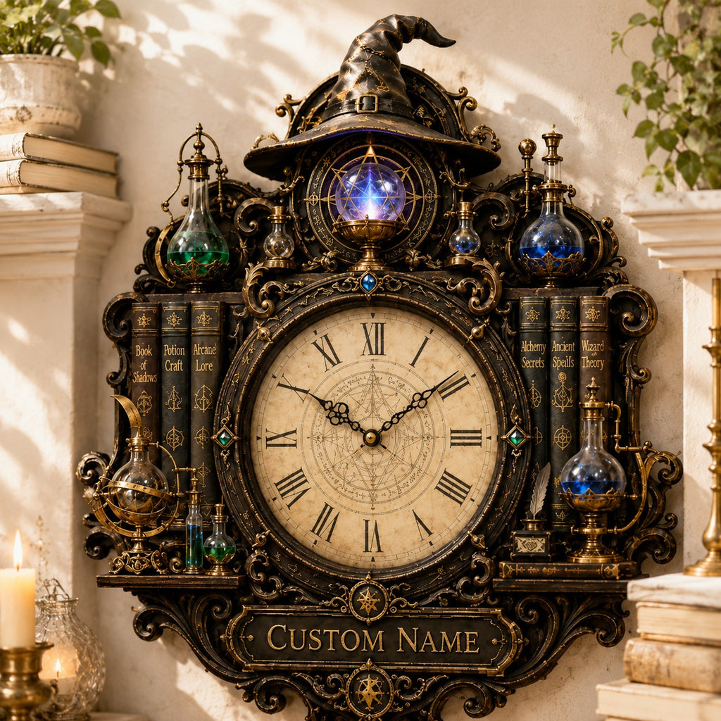 Wizard Custom Name Wall Clock — personalized with a custom name