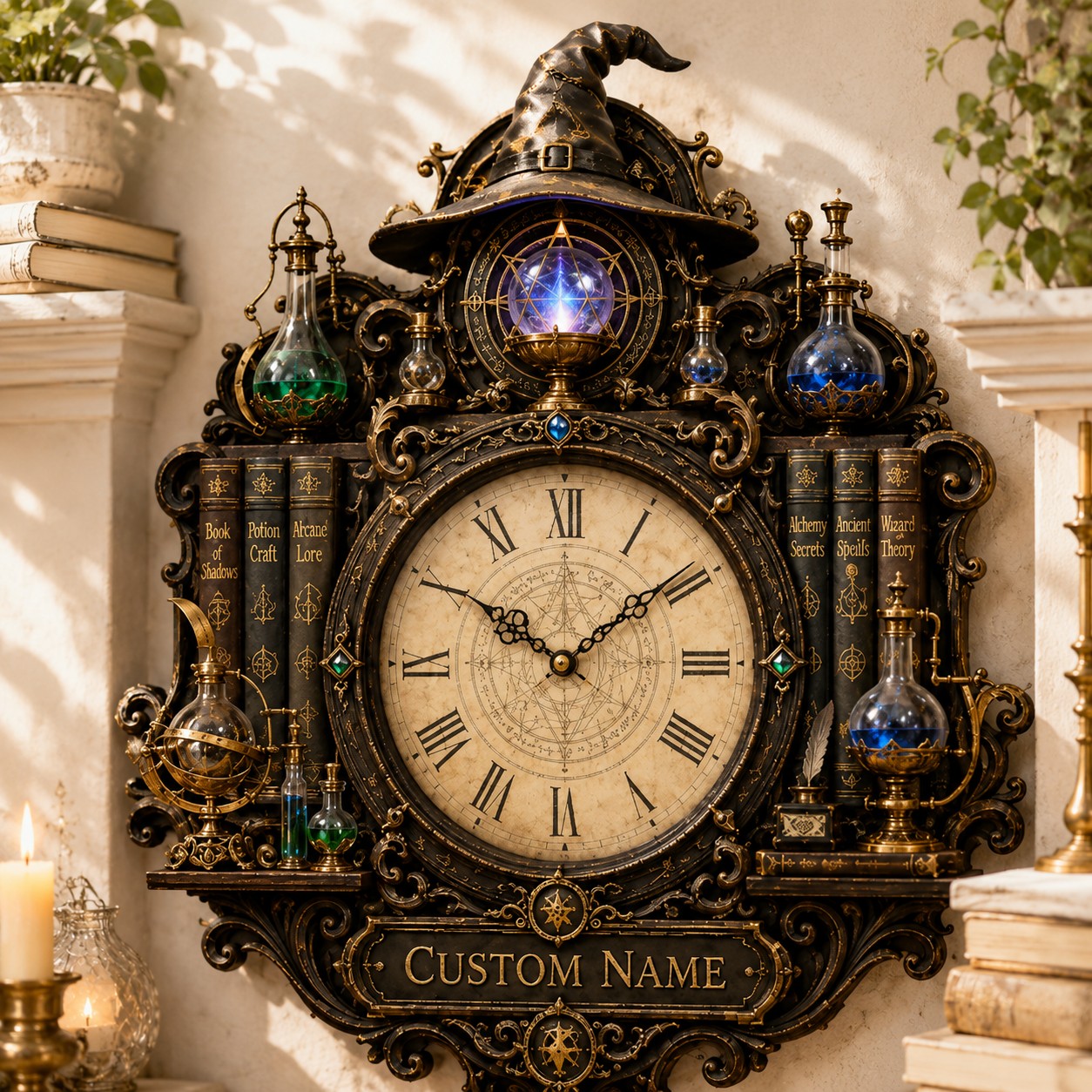 Wizard Custom Name Wall Clock — personalized with a custom name
