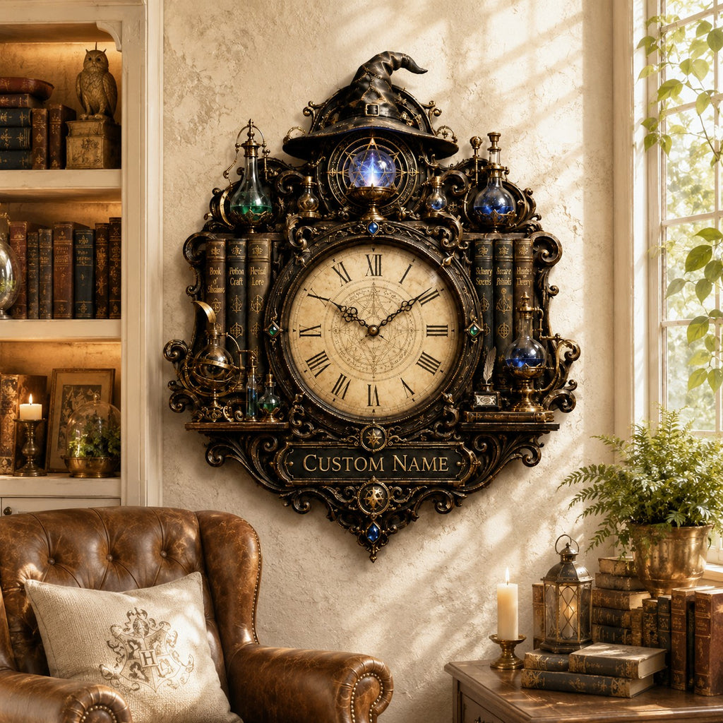 Wizard Custom Name Wall Clock — personalized with a custom name