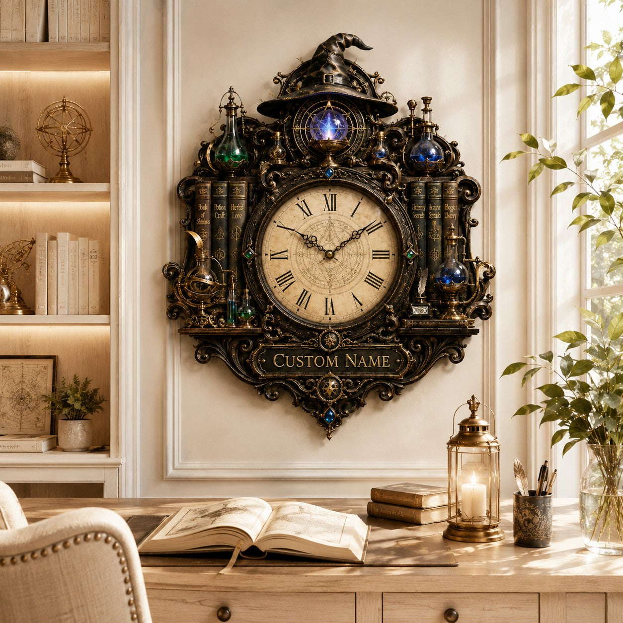 Wizard Custom Name Wall Clock — personalized with a custom name