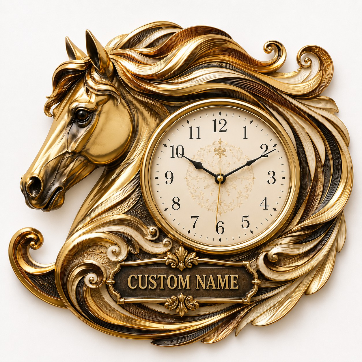 Horse enthusiasts Custom Name Wall Clock — personalized with a custom name