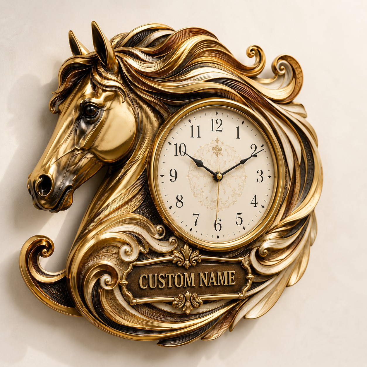Horse enthusiasts Custom Name Wall Clock — personalized with a custom name