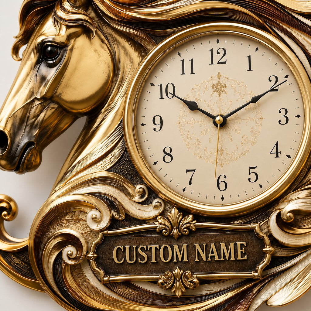 Horse enthusiasts Custom Name Wall Clock — personalized with a custom name