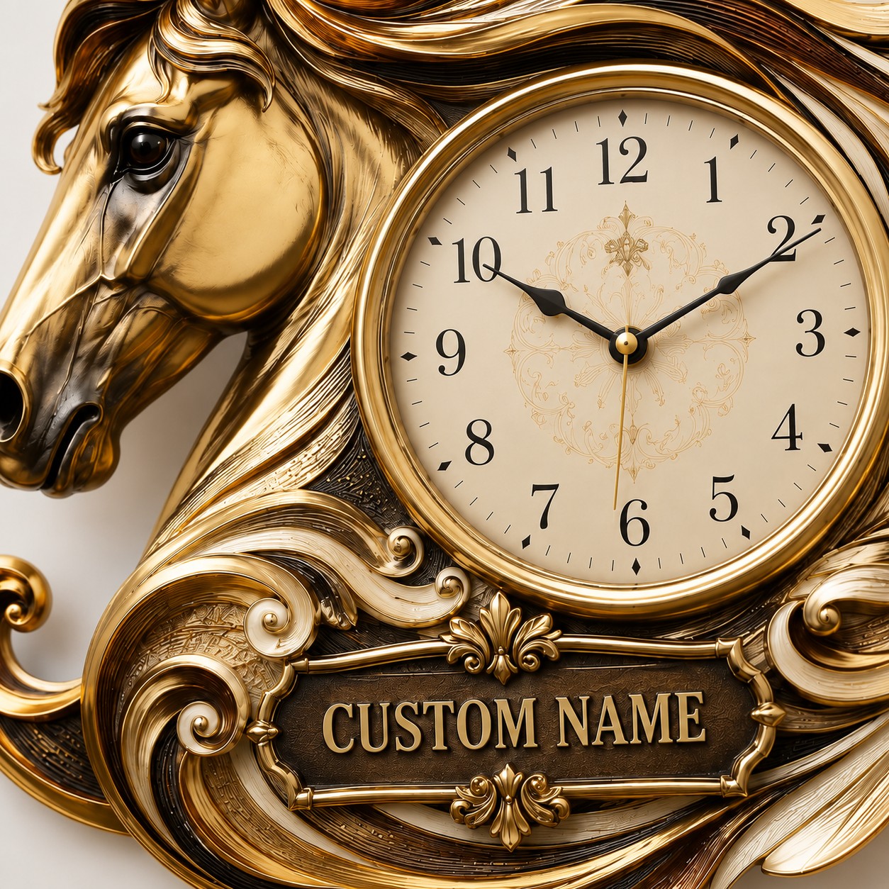 Horse enthusiasts Custom Name Wall Clock — personalized with a custom name