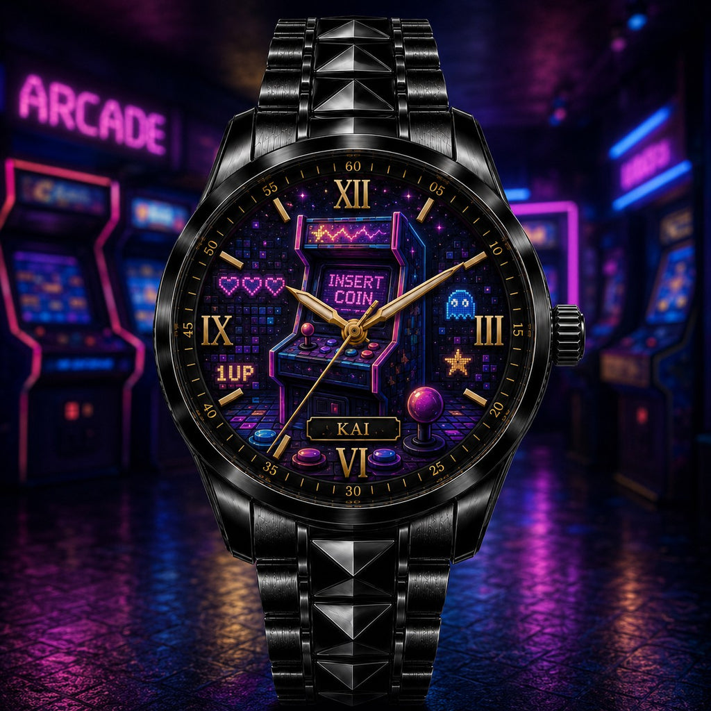 Custom Personalized Retro Arcade Watch — personalized with a custom name